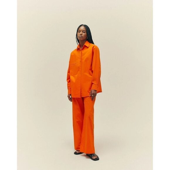 HAIGHT. Oversized Shirt in Mie Orange Small New Womens Button Down Blouse Top - Picture 12 of 13